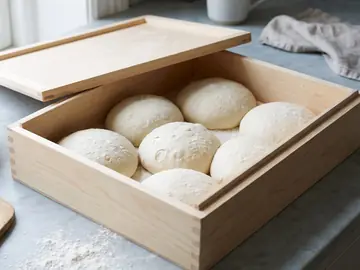 The same box later: the balls have roughly doubled, spread a little and almost touch.